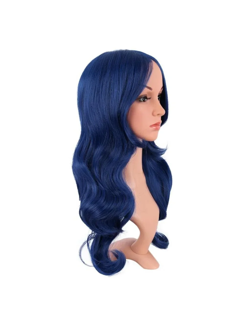 Women's Mixed Blue 24 Inch Synthetic Modern Long Wavy Side Bangs Wigs